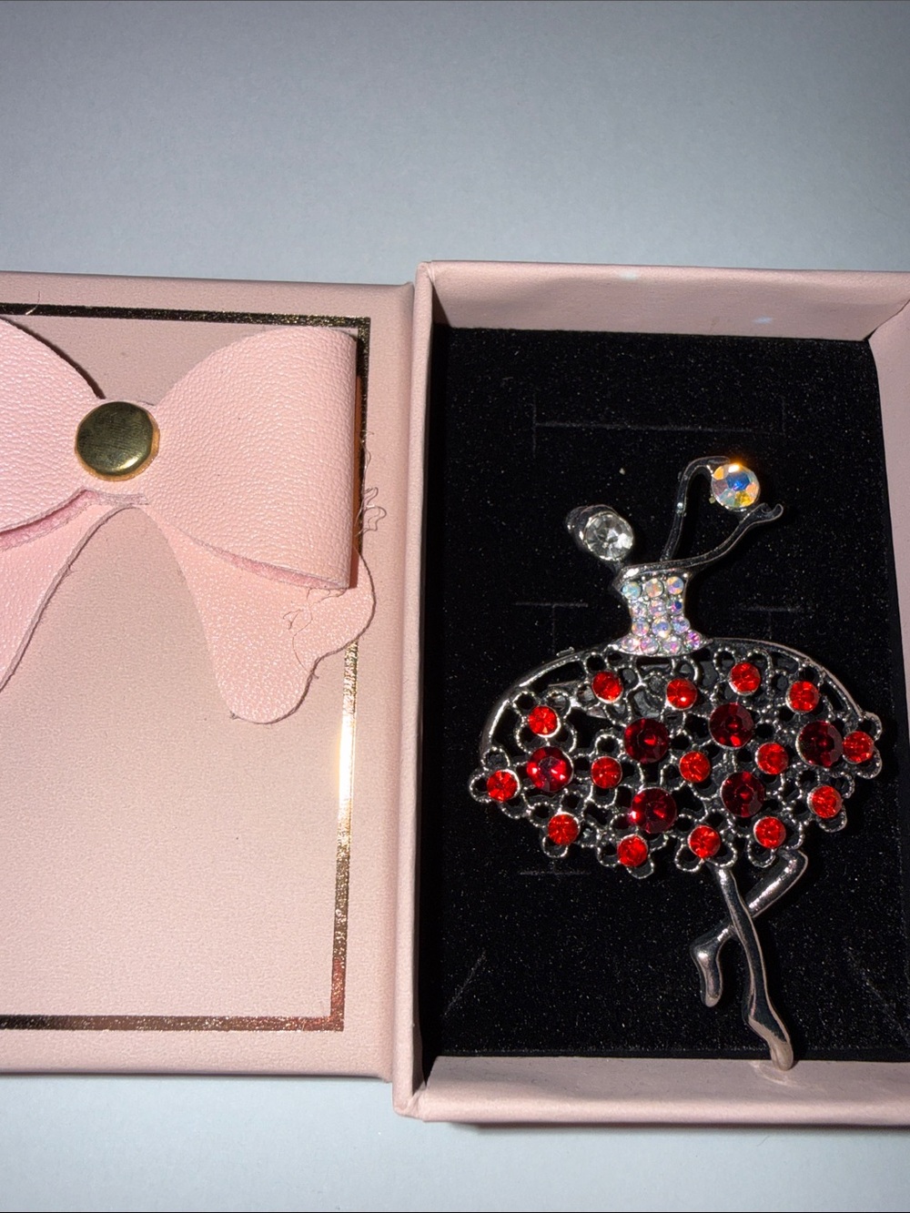 Red Crystal Ballerina Brooch - Elegant Women’s Jewelry